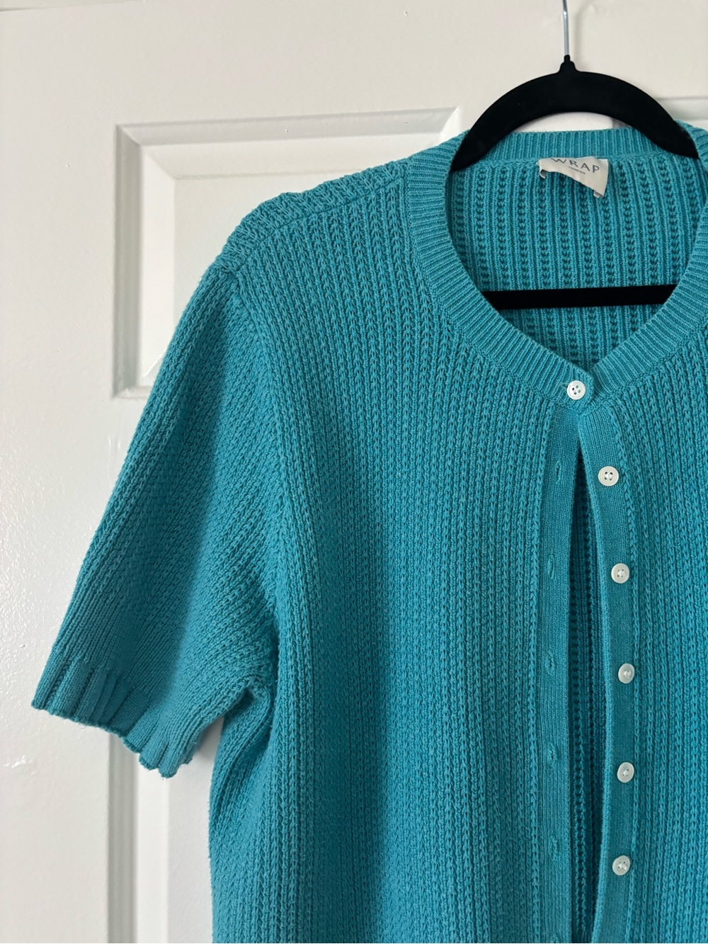 Wrap London 100% Organic Cotton Turquoise Cardigan - Size 16 - Like New - Picture 5 of 10